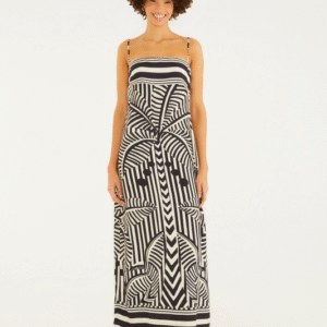 VESTIDO FARM MIDI LISTRA TROPICAL