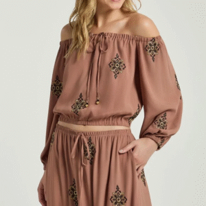 BLUSA MY PLACE BORDADO LUREX CACAU