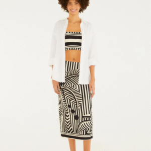 SAIA FARM MIDI RETA LISTRA TROPICAL