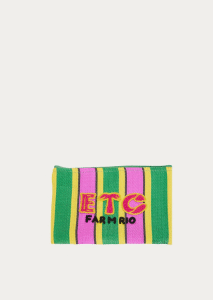 NECESSAIRE FLAT RAFIA MULTICOLOR VERDE