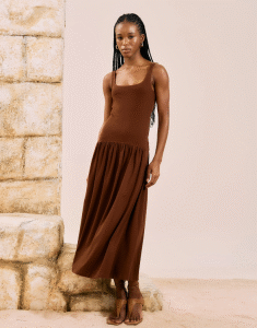 VESTIDO OPEN MARROM MALFITANO