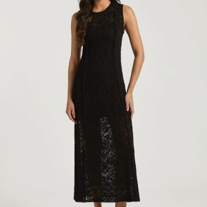VESTIDO MY PLACE LONGO RENDA PRETO