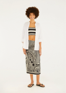 SAIA FARM MIDI RETA LISTRA TROPICAL
